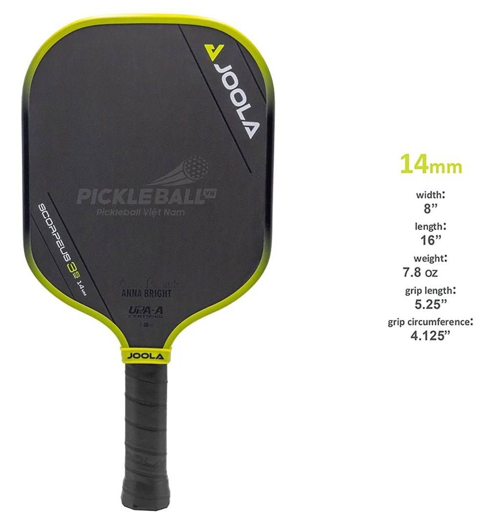Vợt Pickleball Joola Anna Bright Scorpeus 3S 14mm chính hãng