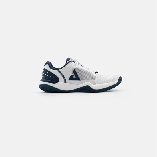 Giày R4LLy nam White/Midnight Navy nhìn ngang sườn ngoài, đế giữa trắng và viền đế xanh than